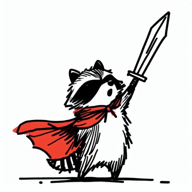 Raccoon Knight Vintage Raccoon Sword Pencil…